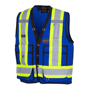 Surveyor's Safety Vest Hi Viz Blue Pioneer XL