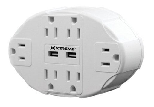 6 Outlet Wall Power Tap C/W 2 Usb